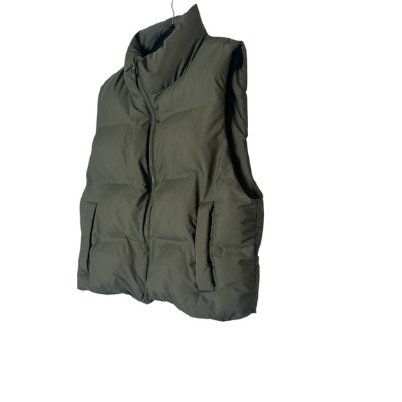 Zara Puffer Vest Women's Size XXL Olive Full Zip Pockets High‎ Collar Outdoor - Picture 7 of 8